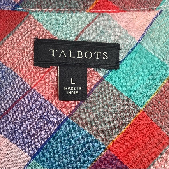 Talbots Check Plaid Button Up Shirt Long Sleeve Women’s Large Cotton - Picture 5 of 5